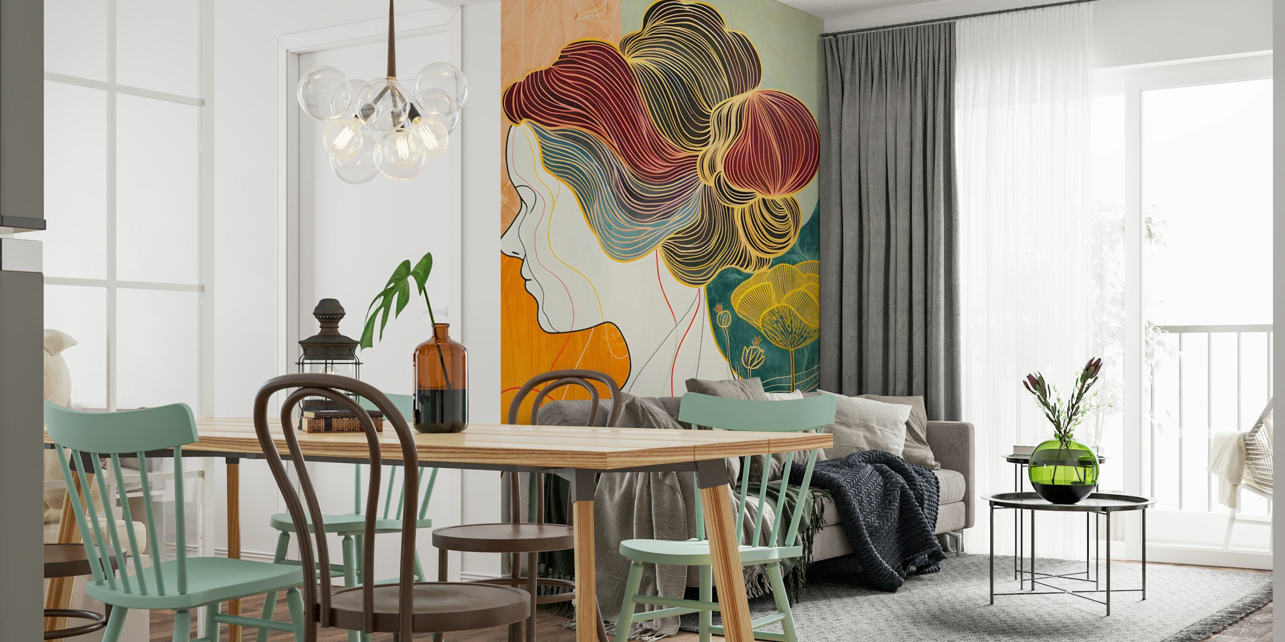 Contours of Woman 7 behang in kamerinrichting