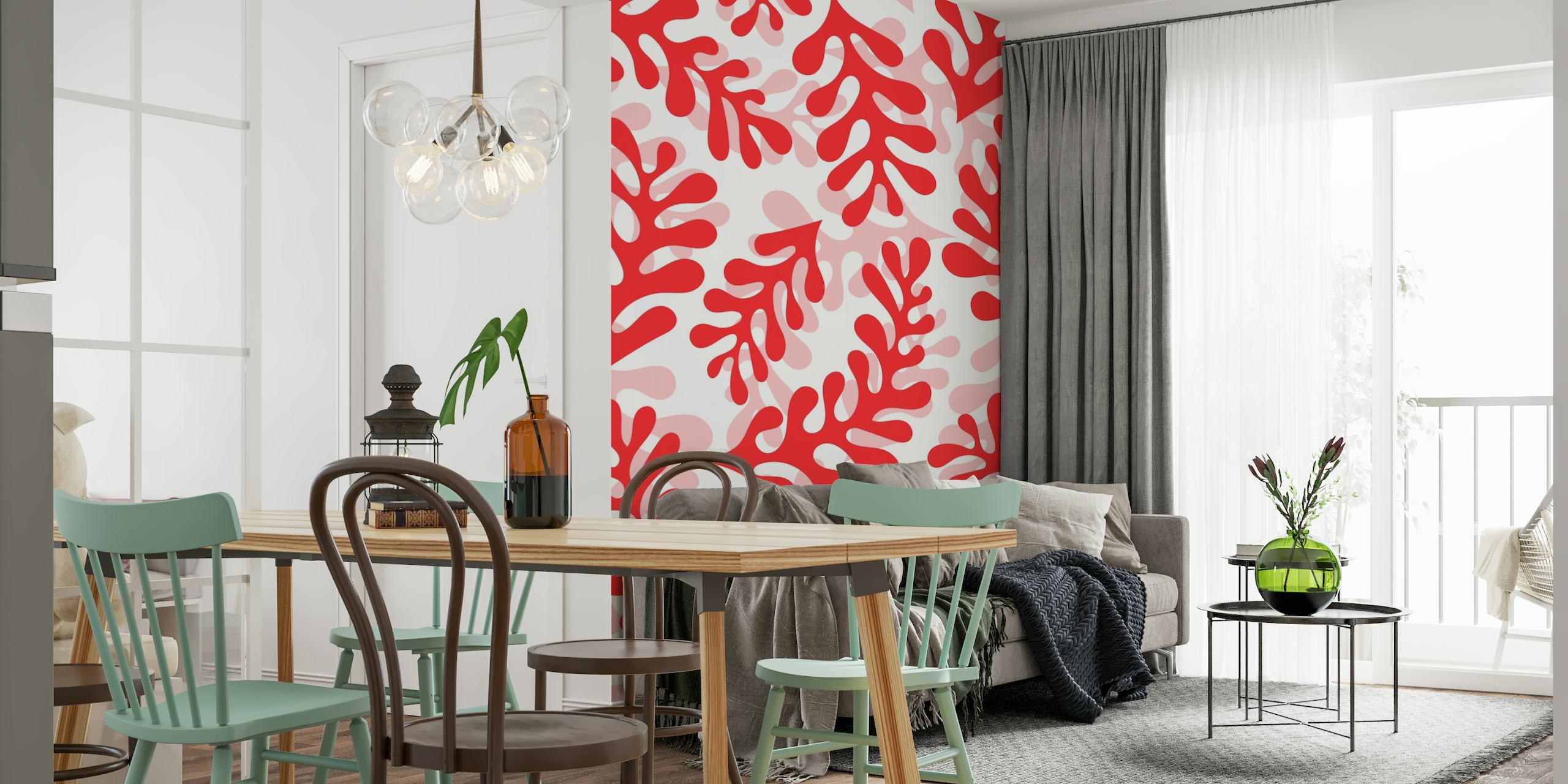 Red leaves pattern wallpaper
