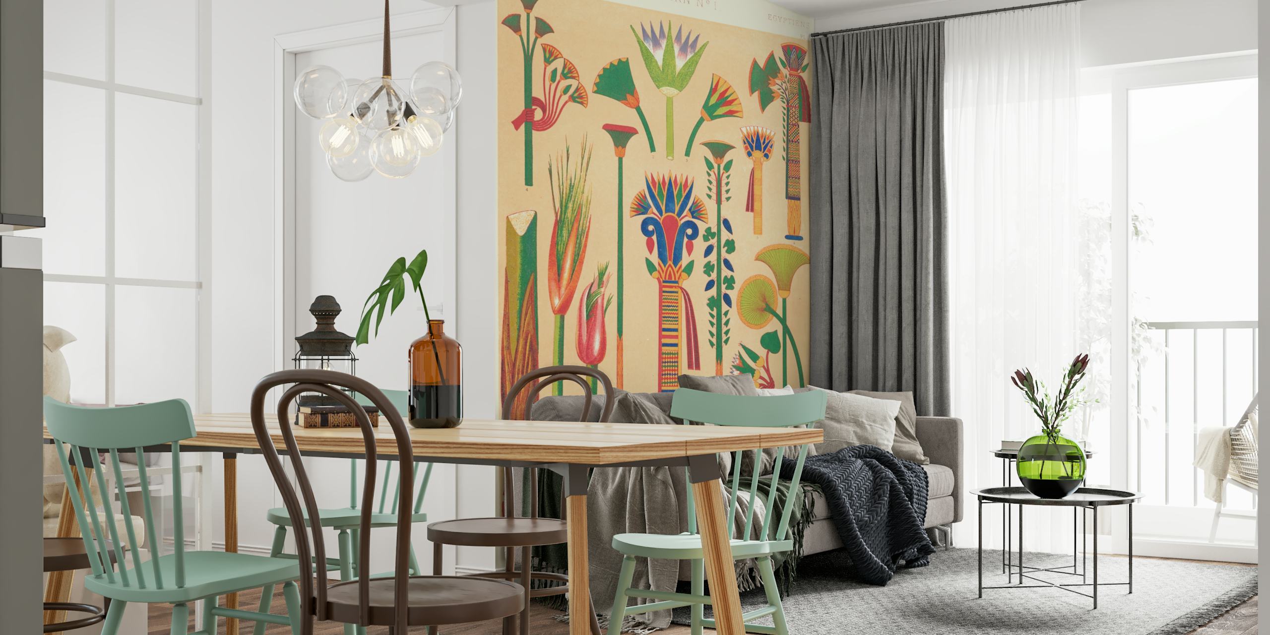 Egyptology wallpaper design in a room