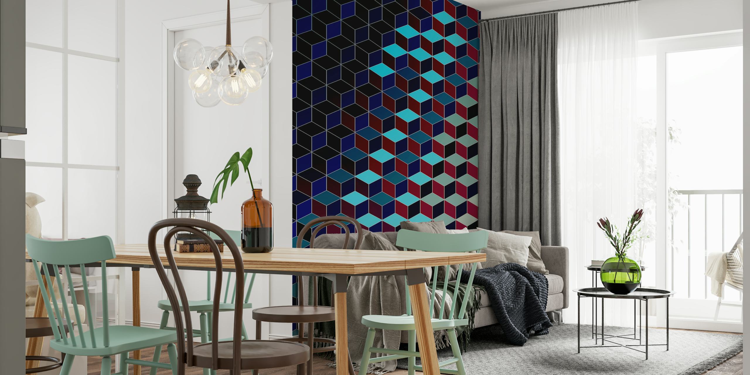 Cubic V geometrisk tapet i et rom