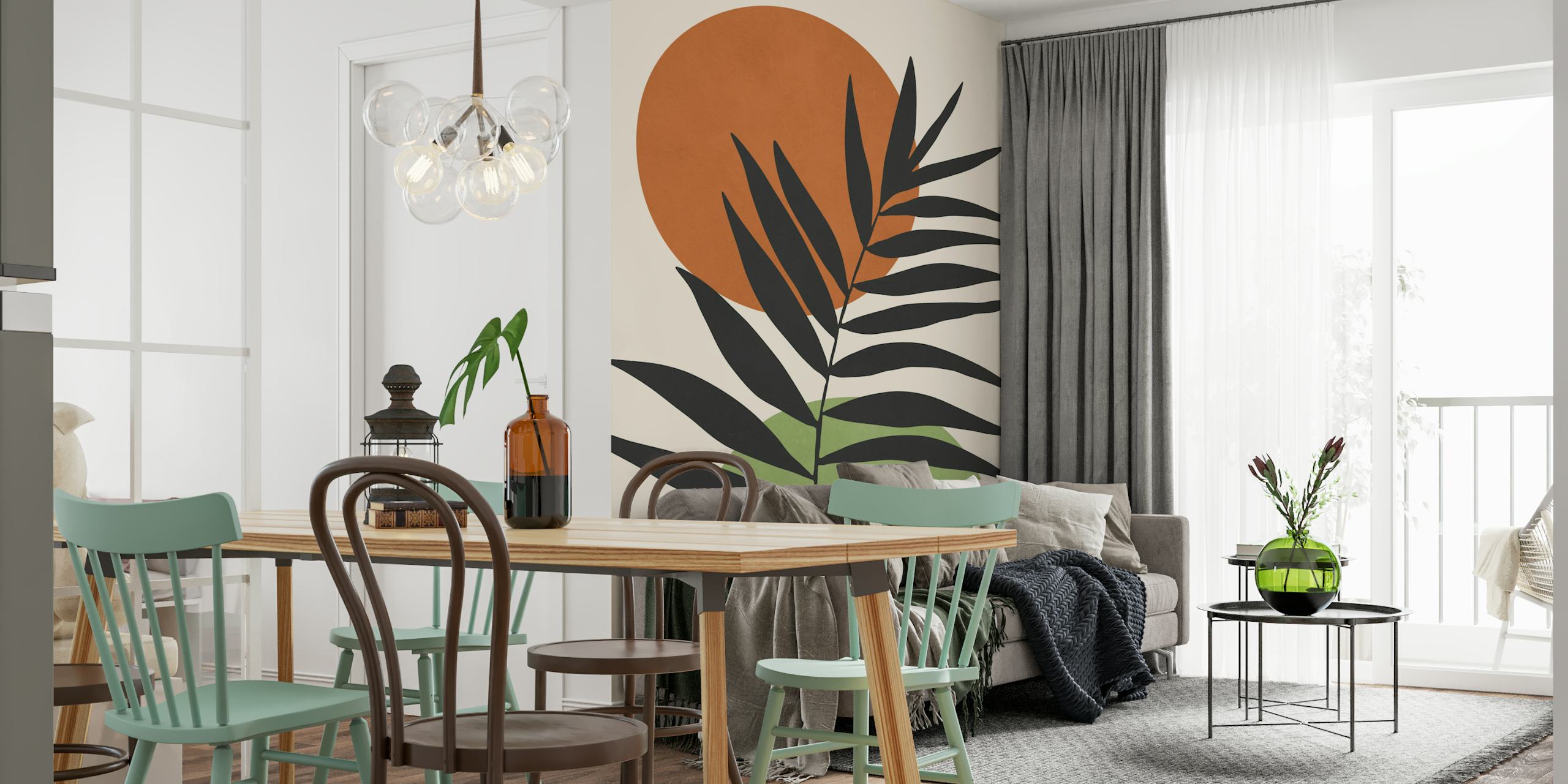 Abstract Plant Style wallpaper in room