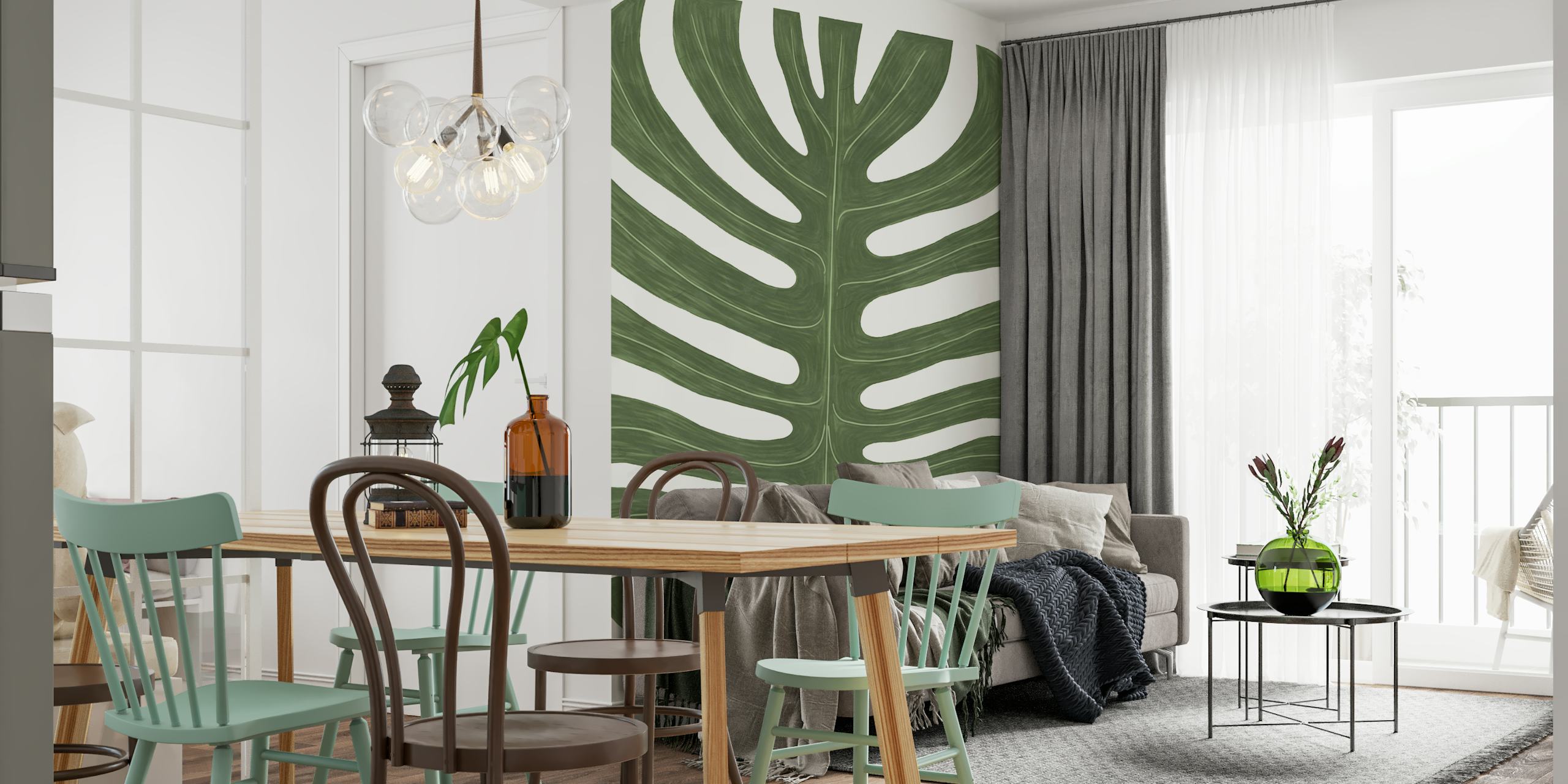 Monstera Leaf Enchantment wallpaper in a room