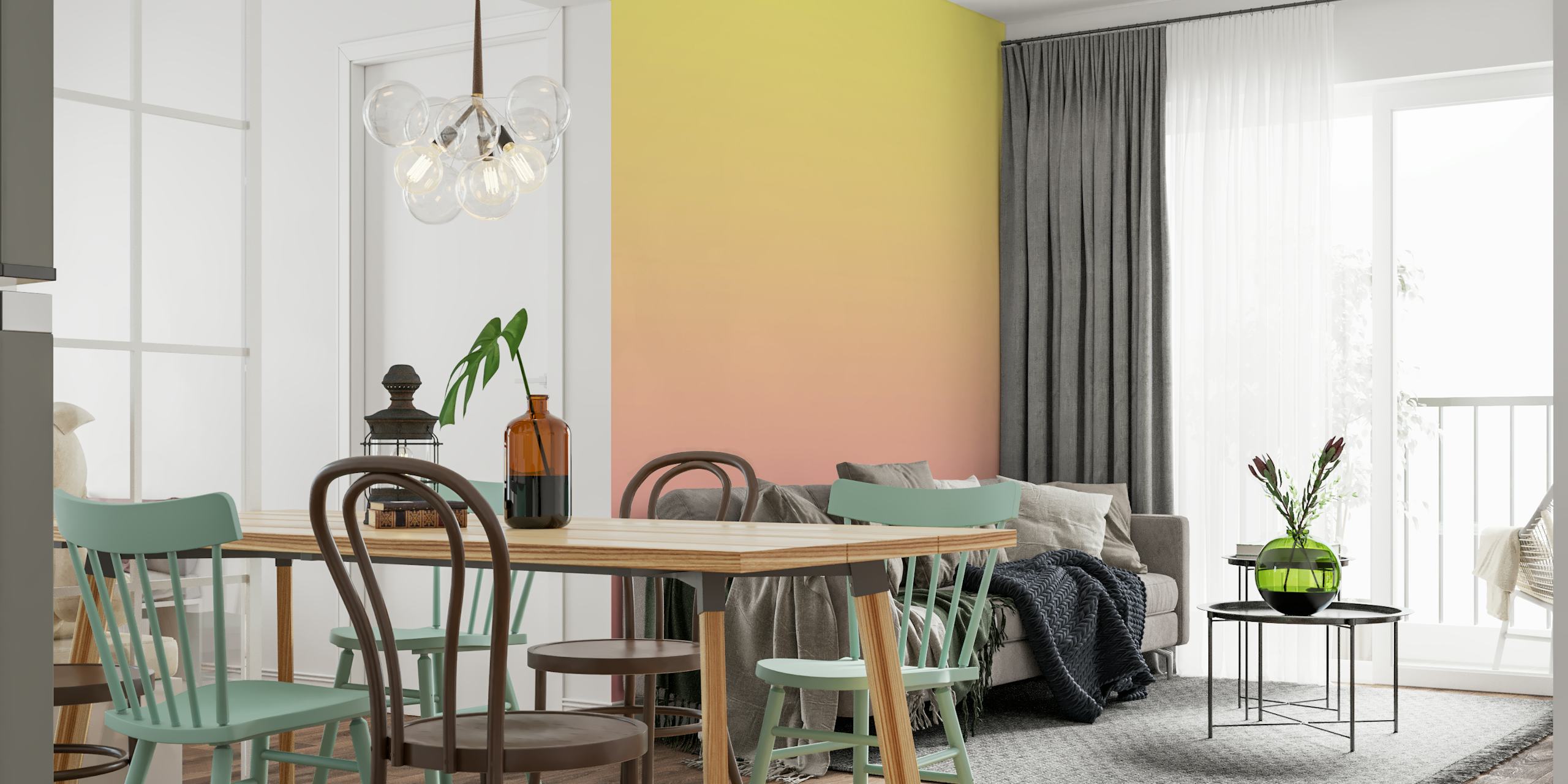 Pastel sunrise blend gradient wallpaper in a room