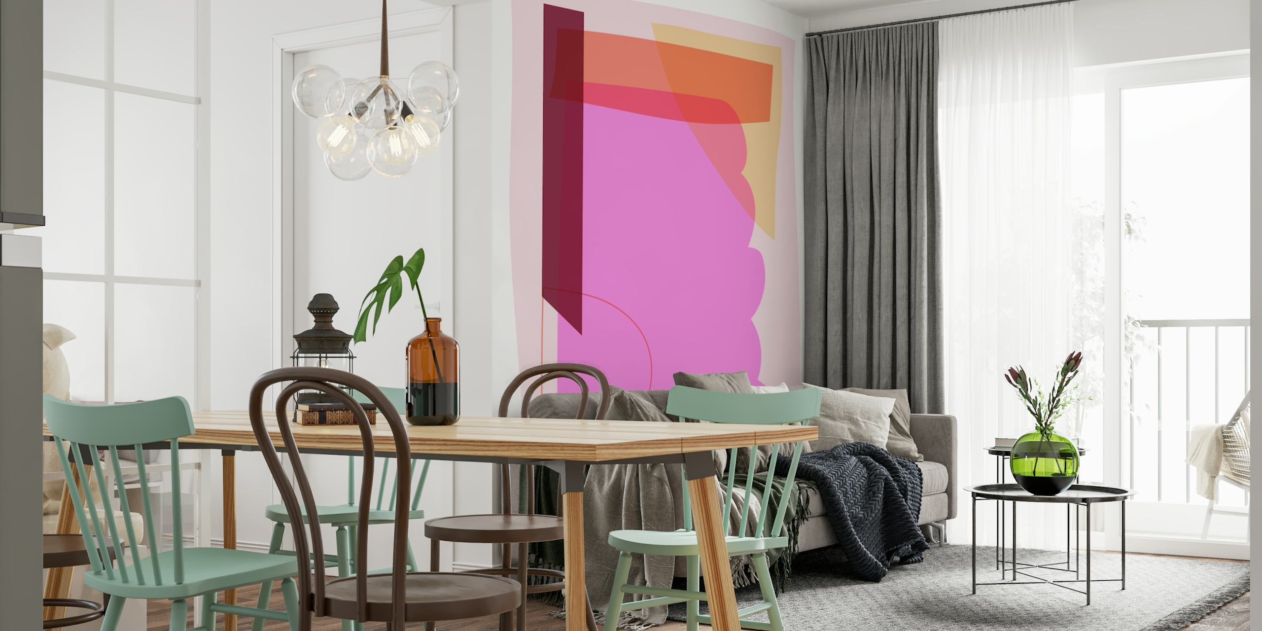 Collage No 5 behang in een modern interieur