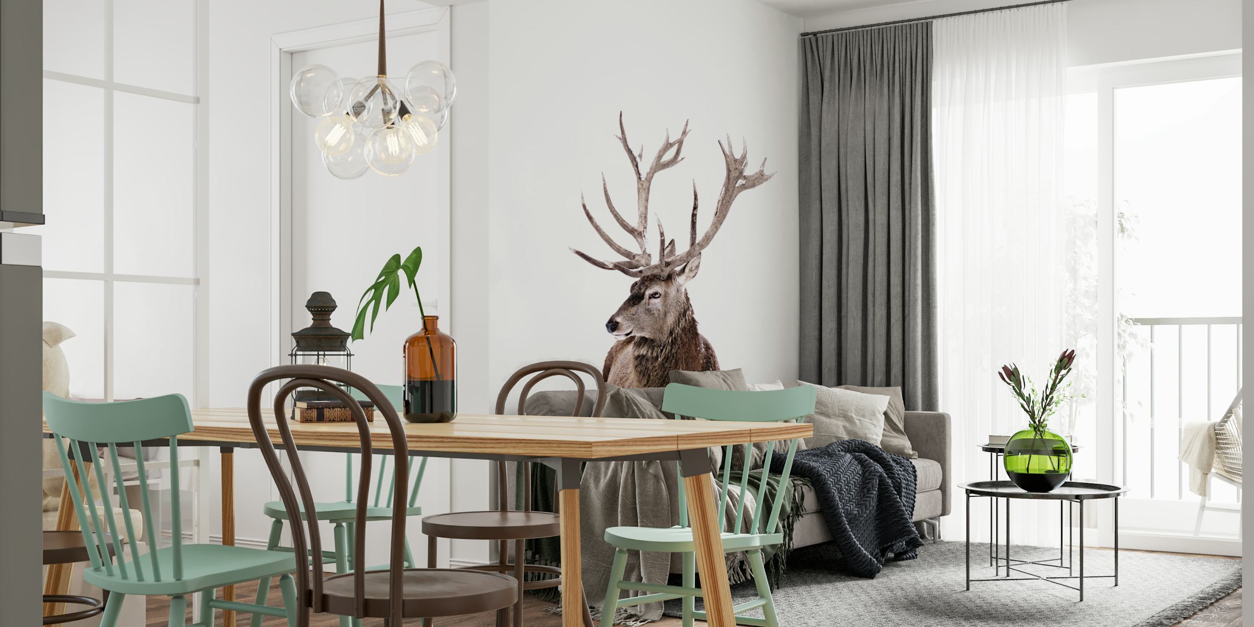 Winter Stag Portrait tapet i et rum