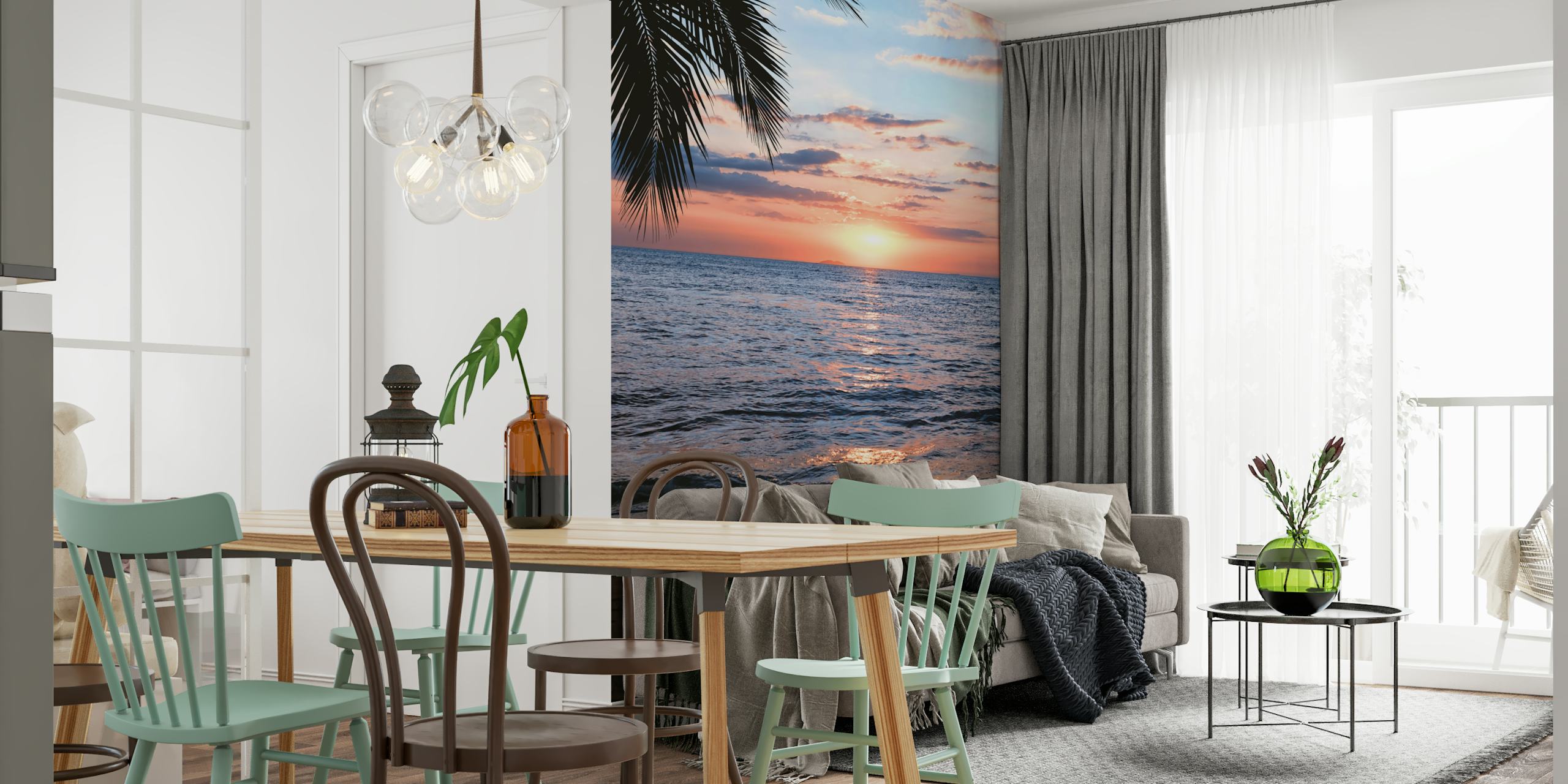 Strand Sonnenuntergang Tapete in einem Raum