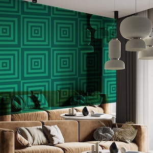 Green abstract geometric square pattern