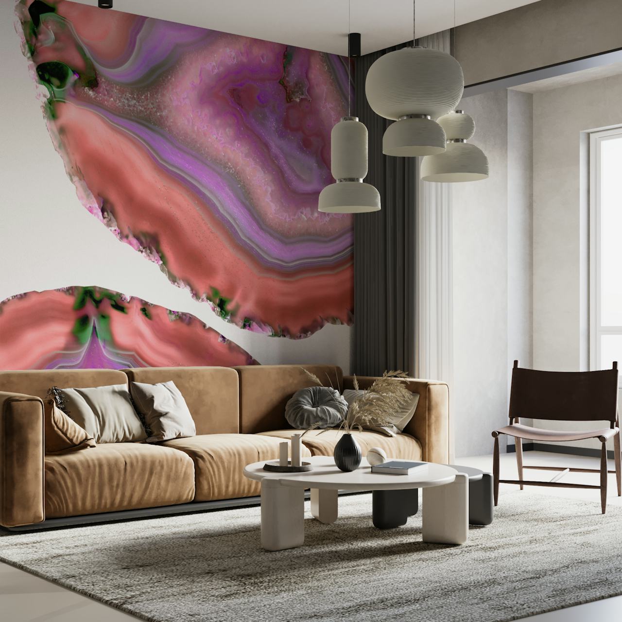 Agate Boho Chic 7 wallpaper displayed in a room
