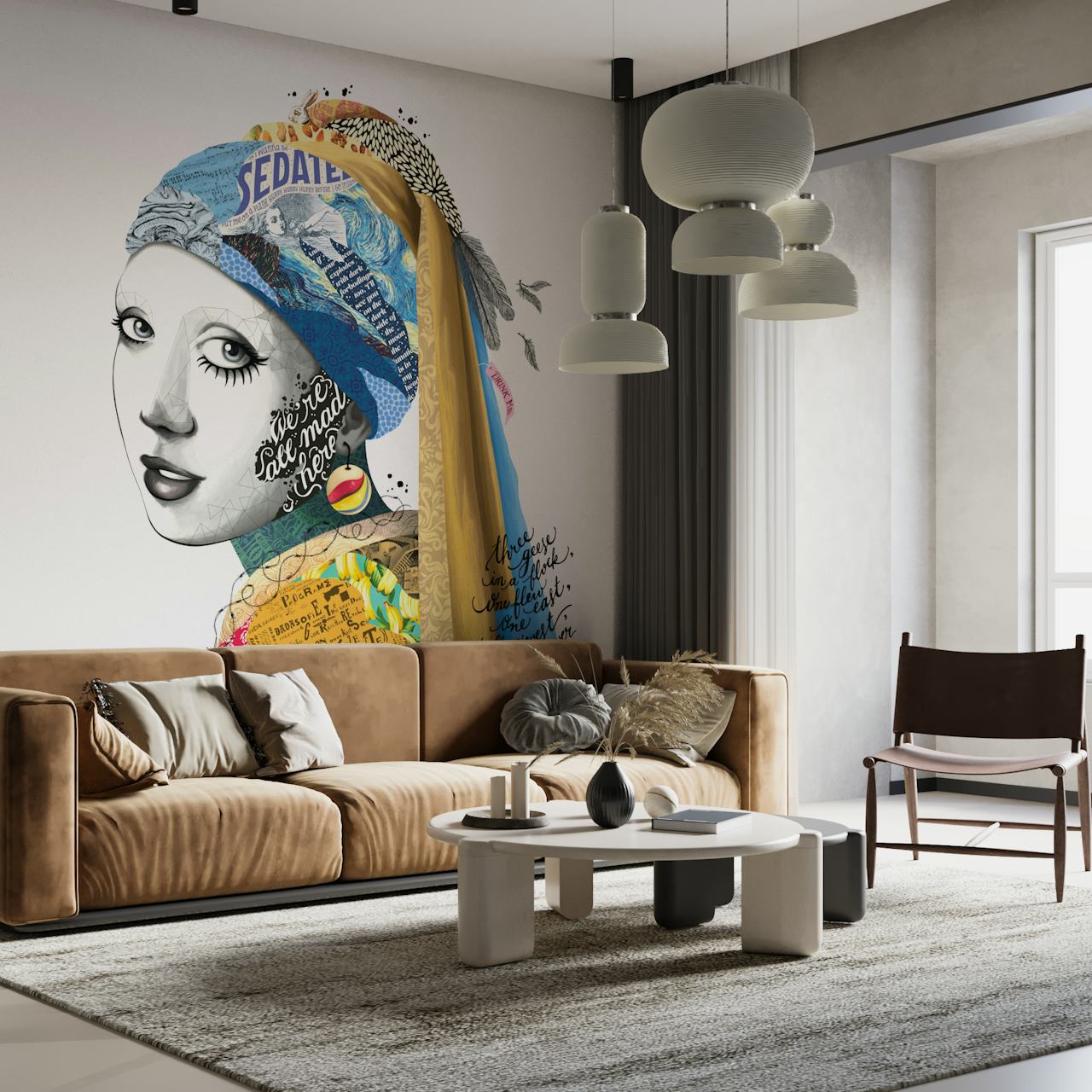 Design mural artistique avec Girl with a Pearl Earring