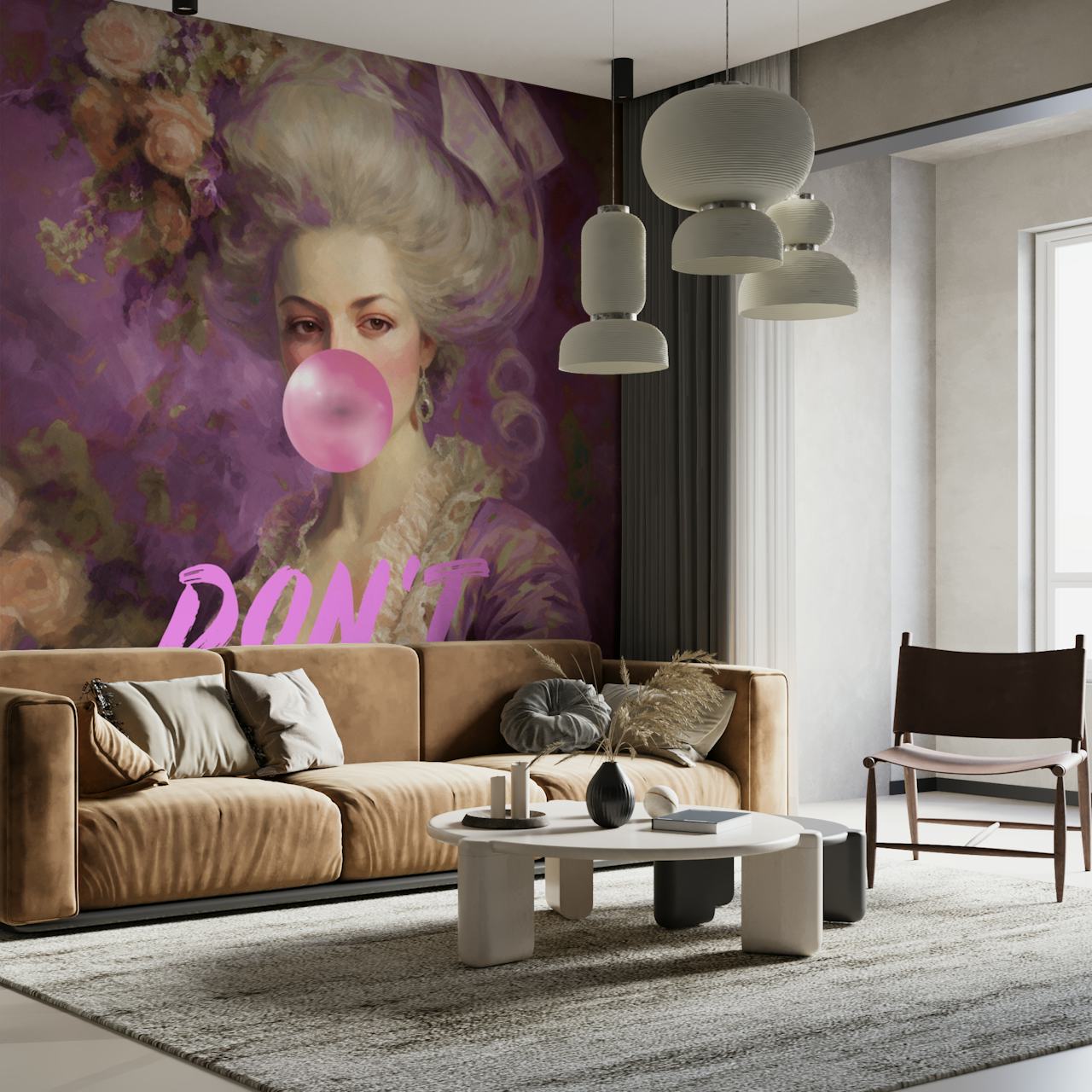 Ταπετσαρία Regal Marie Antoinette Bubblegum Essence σε ένα δωμάτιο