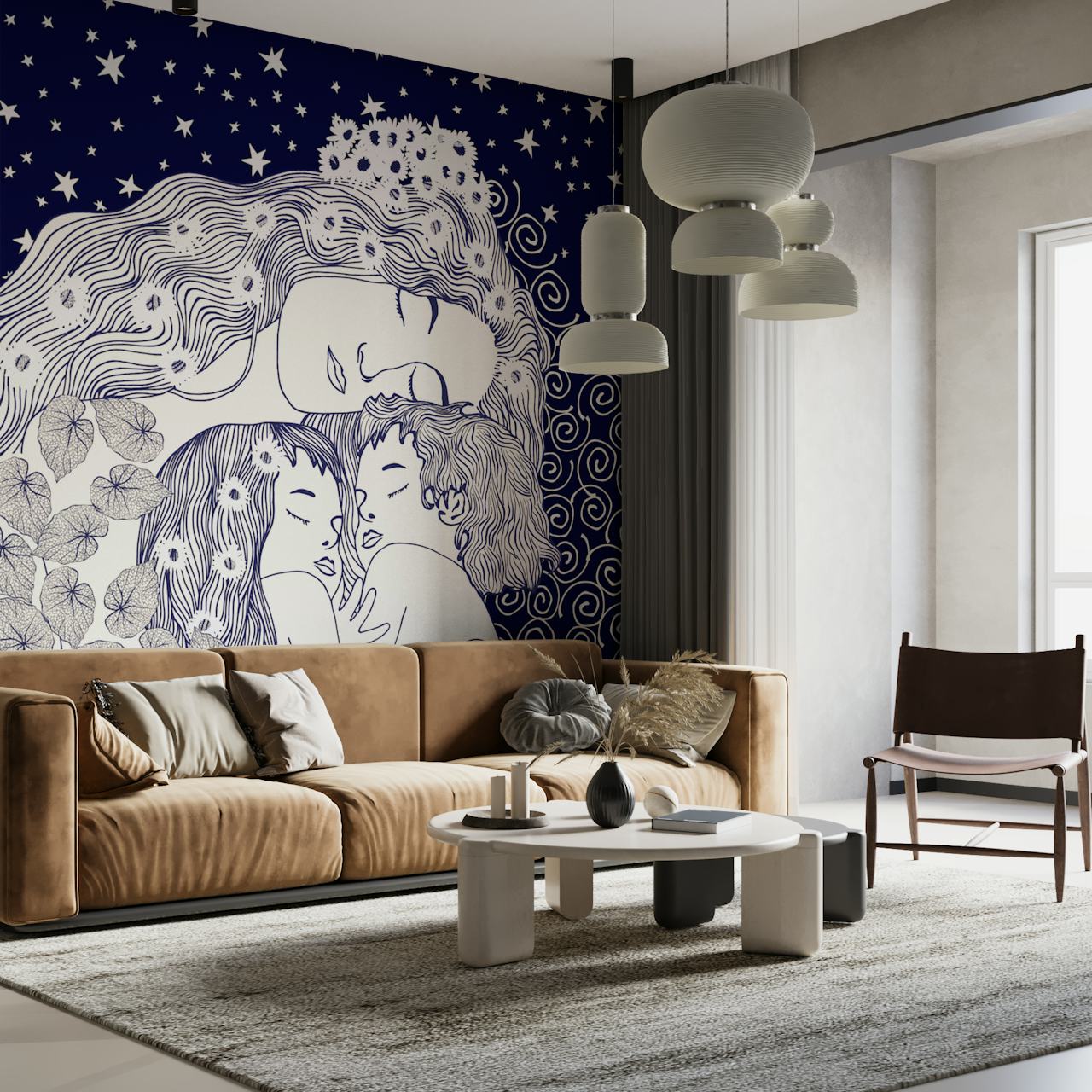 Design della carta da parati Mother and children