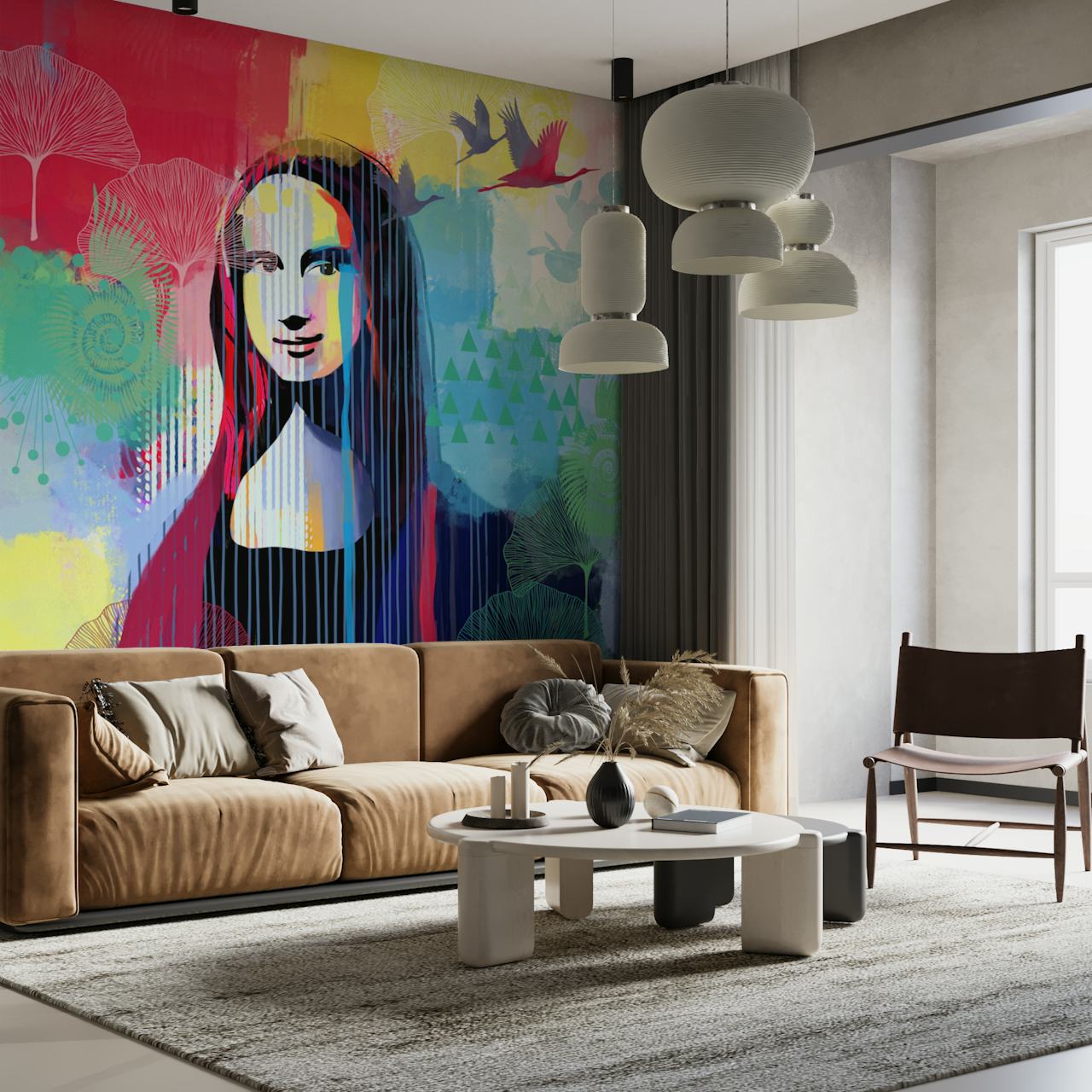 Mina Lisa Tapetdesign in einem Raum angezeigt
