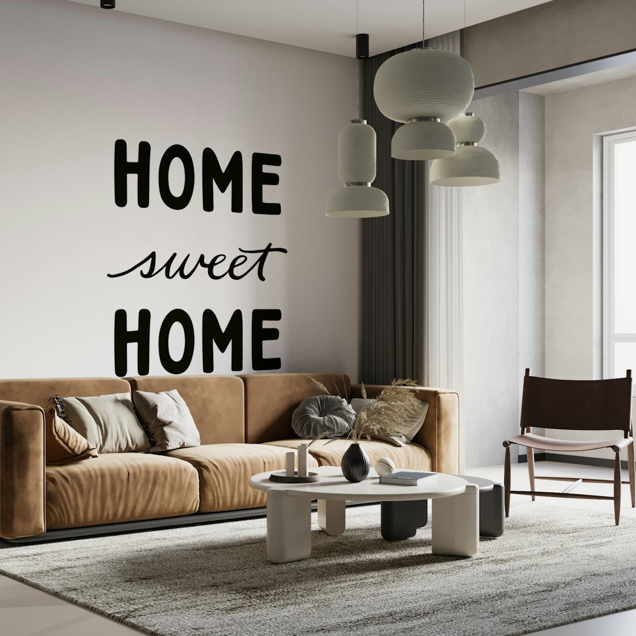 Home Sweet Home text in black and white wallpaper
