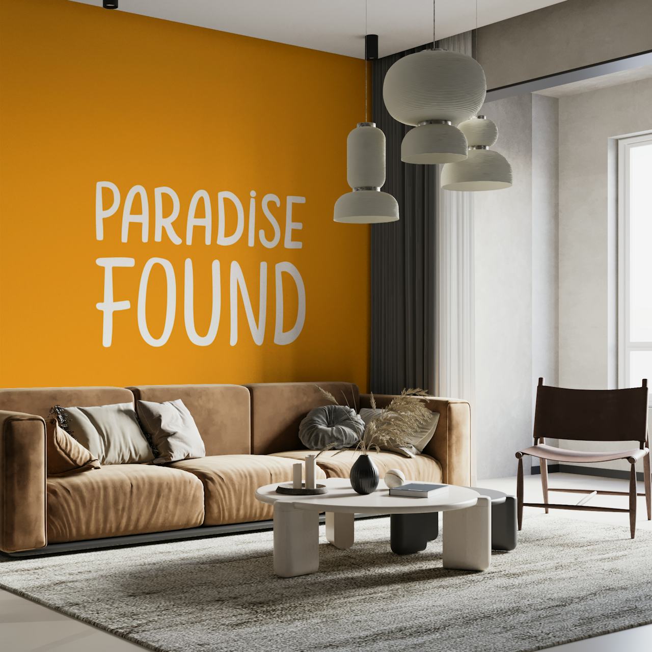 Carta da parati Paradise Found Text Art in una stanza