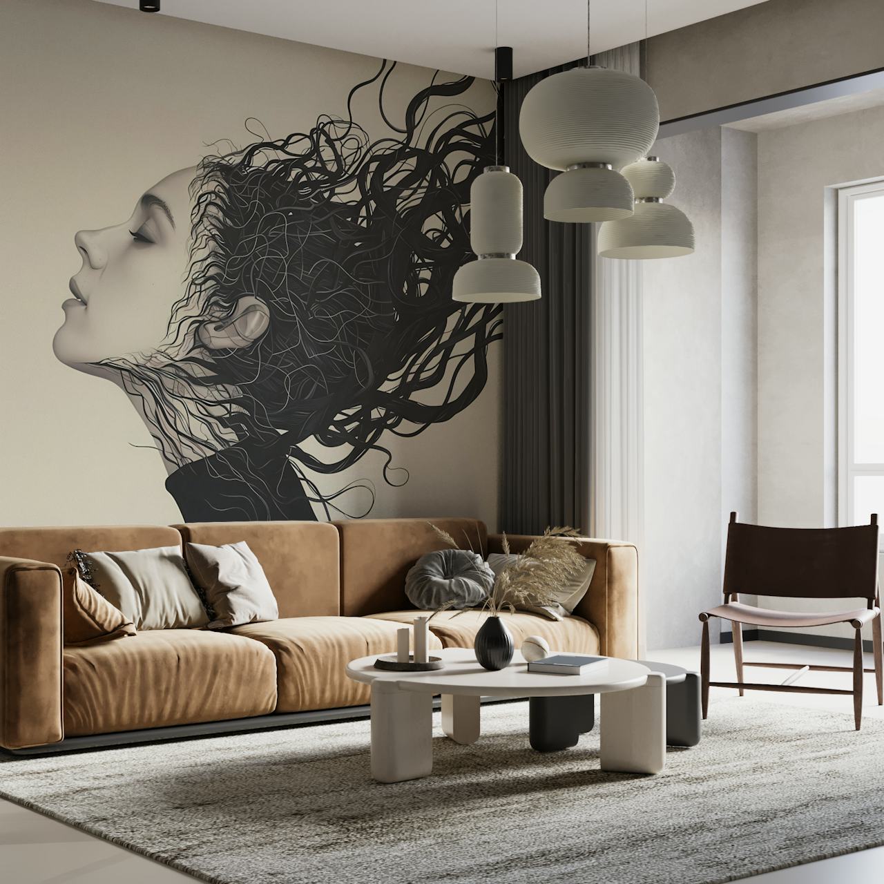 Freedom 1 behang getoond in een kamer