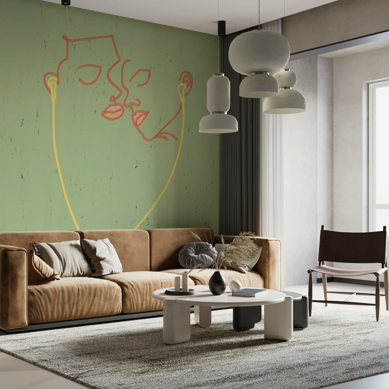 Papel de parede Modern Love com dois rostos