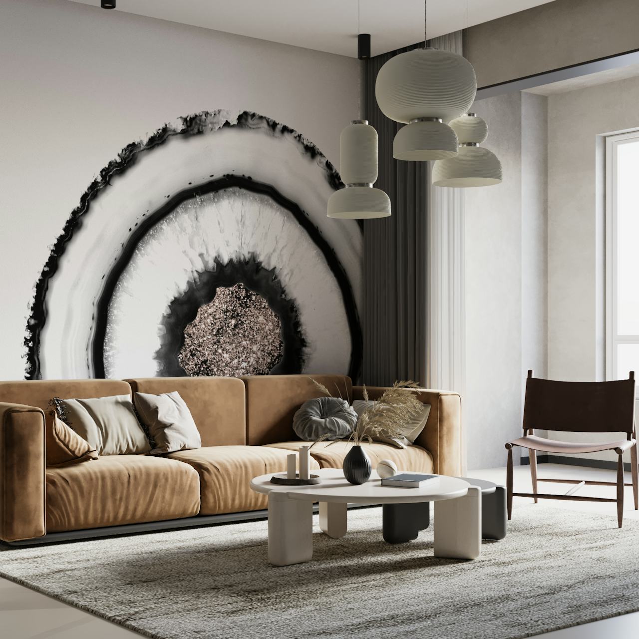 Black and white agate pattern with rose gold accents wallpaper