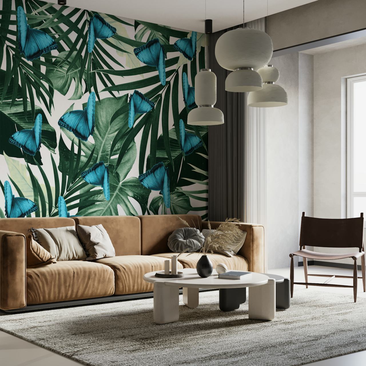 Tropical Butterfly Jungle wallpaper in a room