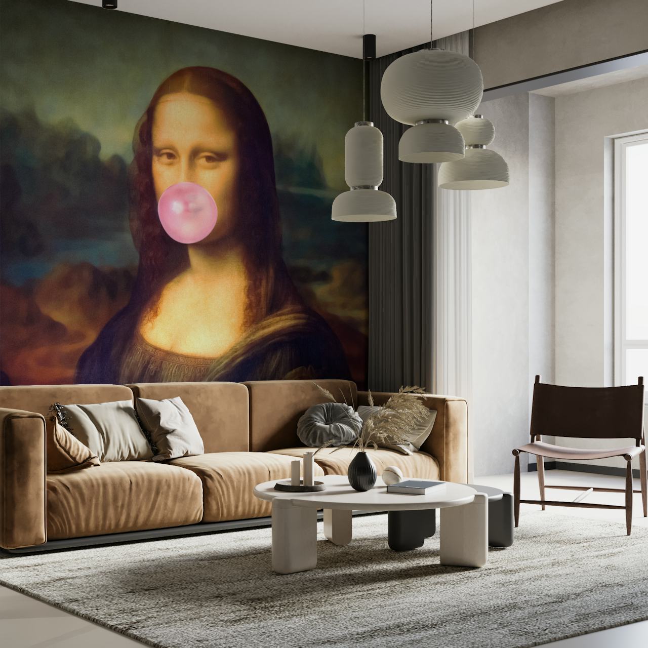 Sassy Mona Lisa wallpaper in a room