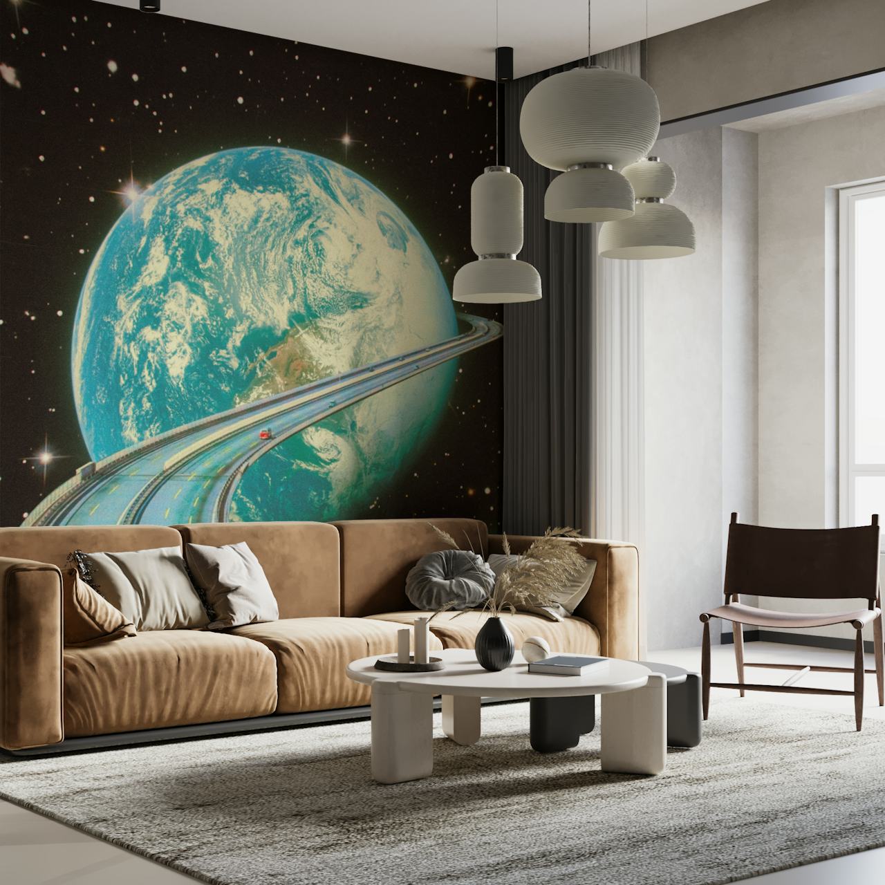 Papel de parede Highway Home em um quarto moderno