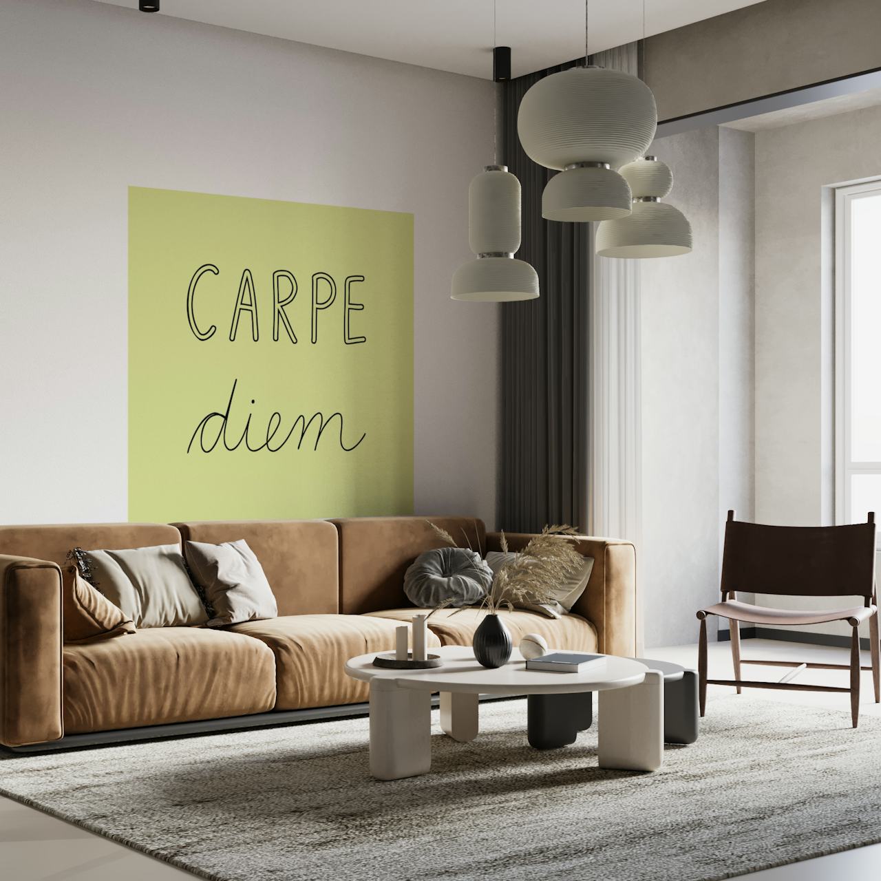 Carpe Diem memo light green tapet i et rom