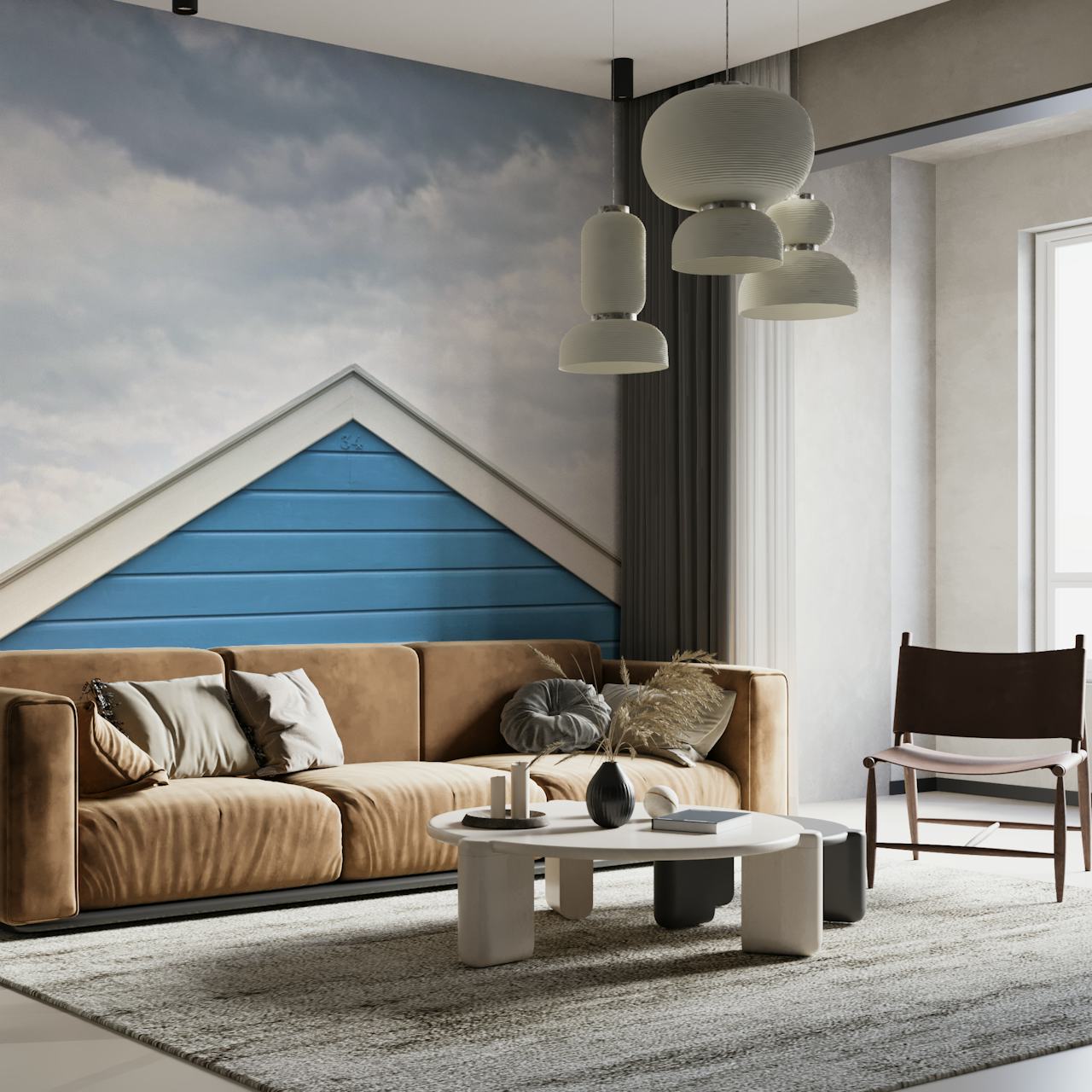 Papel de parede Seaside Hideaway em um quarto