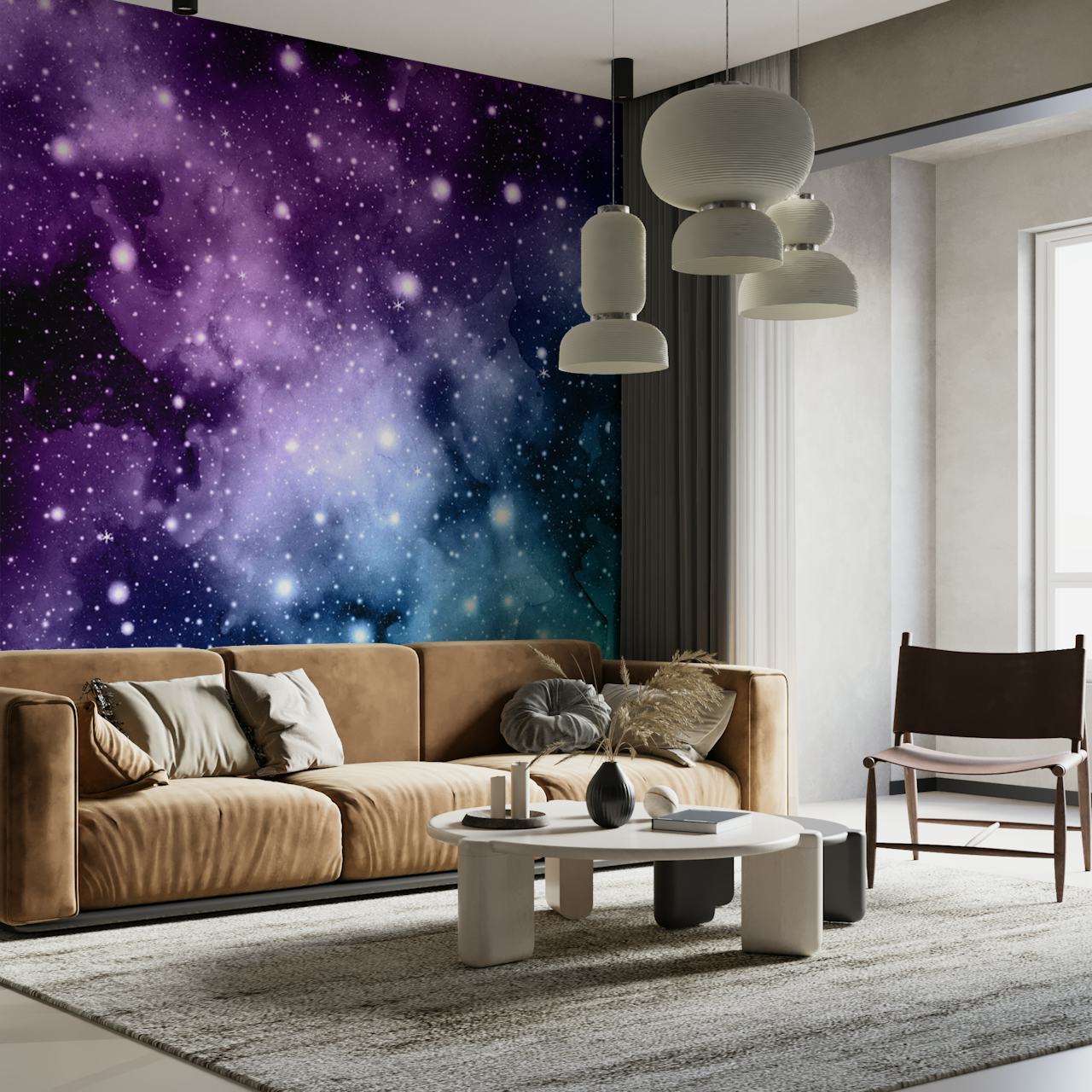 Galaxy pattern with purple and teal colors wallpaper