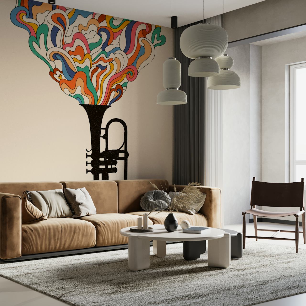 Jazz music wallpaper in a room