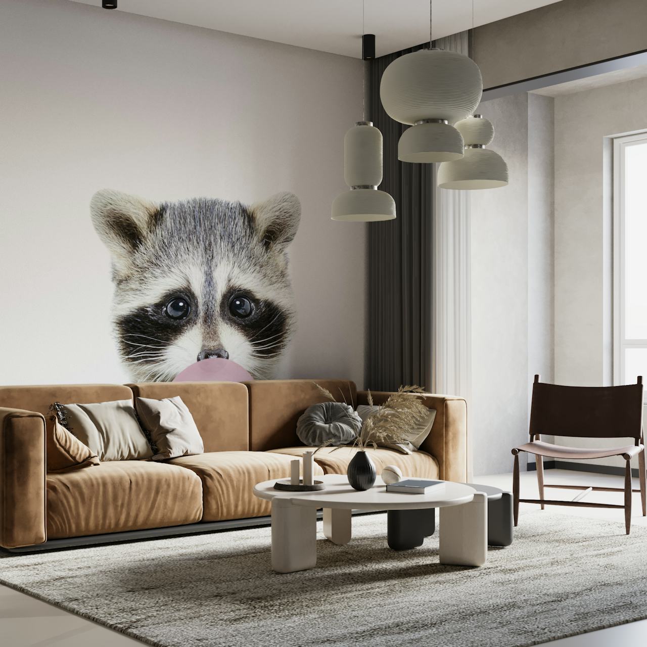 Bubble Gum Raccoon wallpaper in a room