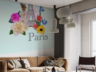 Paris illustration with flowers