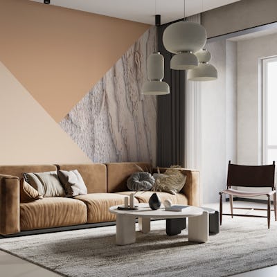 Wood meets Warm Beige Geo 1