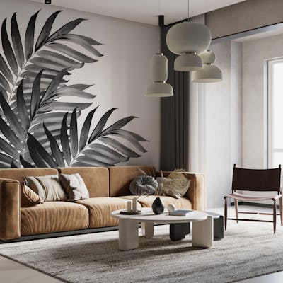 Palm Leaves Tropical Black 1