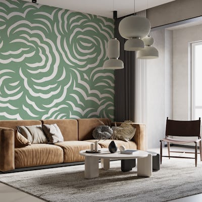 Flowery Clouds Sage Green WM