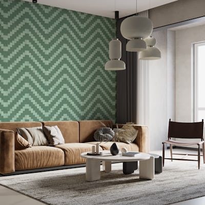 Chevron Texture in Sage Green Shades WM