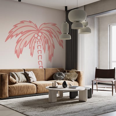 Tropical Palm Oasis rose coral