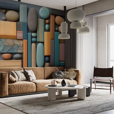 Rustic Stone and Wood Collage