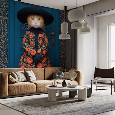 Stylish Cat with Poppy Dress