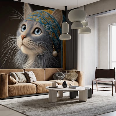 Blue-Eyed Cat with Pearl