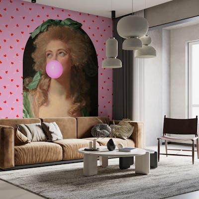 Whimsical Pink Bubble Gum Noble Portrait
