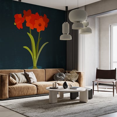 Red Amaryllis - still life flowers mural