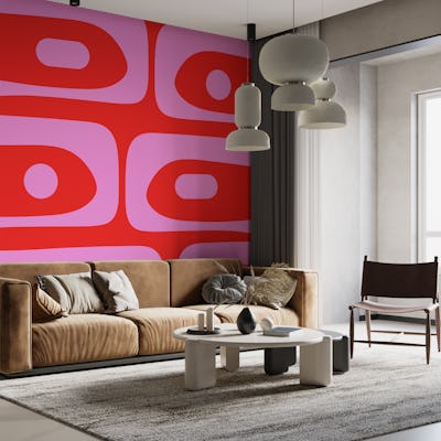 Vibrant Pink and Red Retro Geometric Piquet