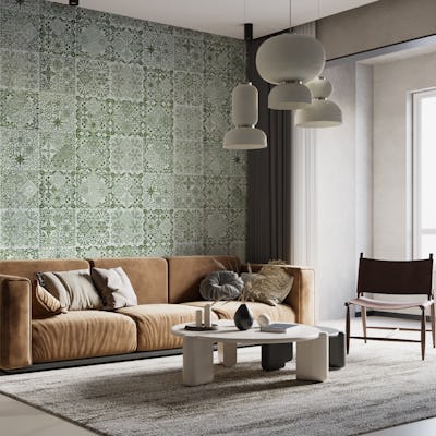 Distressed Tiles Sophisticated Retro Green