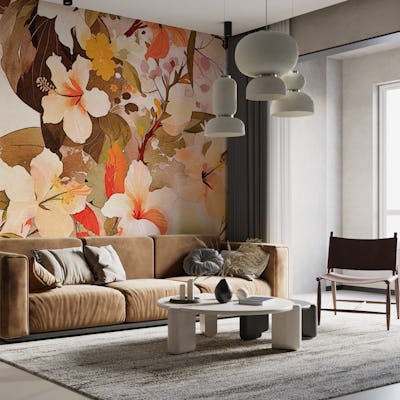 Hibiscus Garden Dreams Warm Pastel