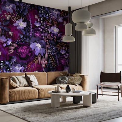 Dark Floral Chaos Purple and Blue Small