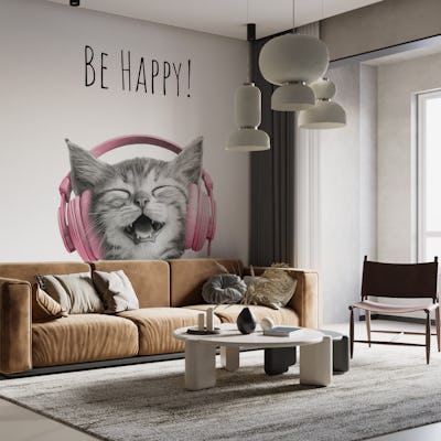 Cool Cat - Be Happy - pink