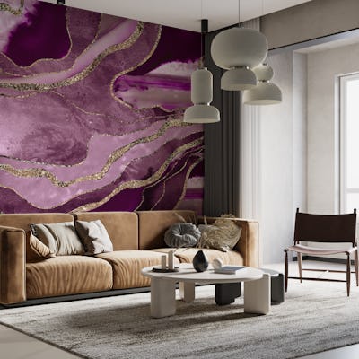 Mauve Pink Marble Agate Gold 1