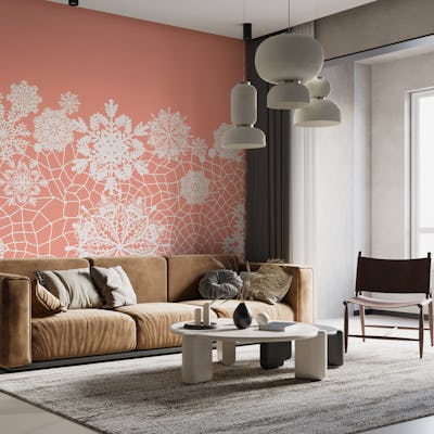 Coral Pink White Lace