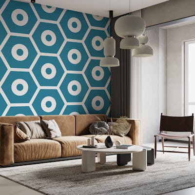 Geometric Hexagon Pattern Teal