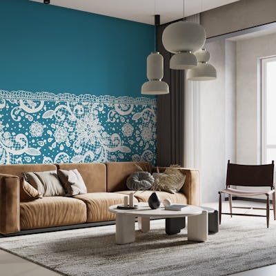 Teal Blue White Lace Classic