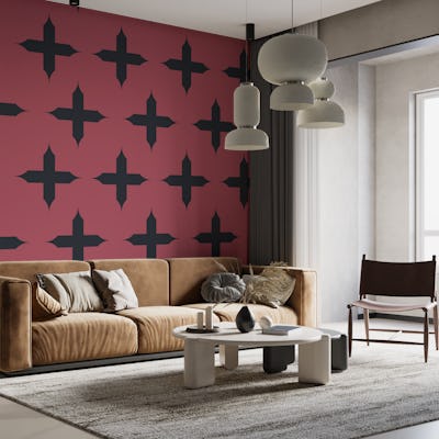 Black Cross Burgundy Wall
